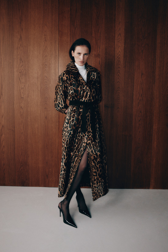 NEW - Printed baby calfskin trench coat