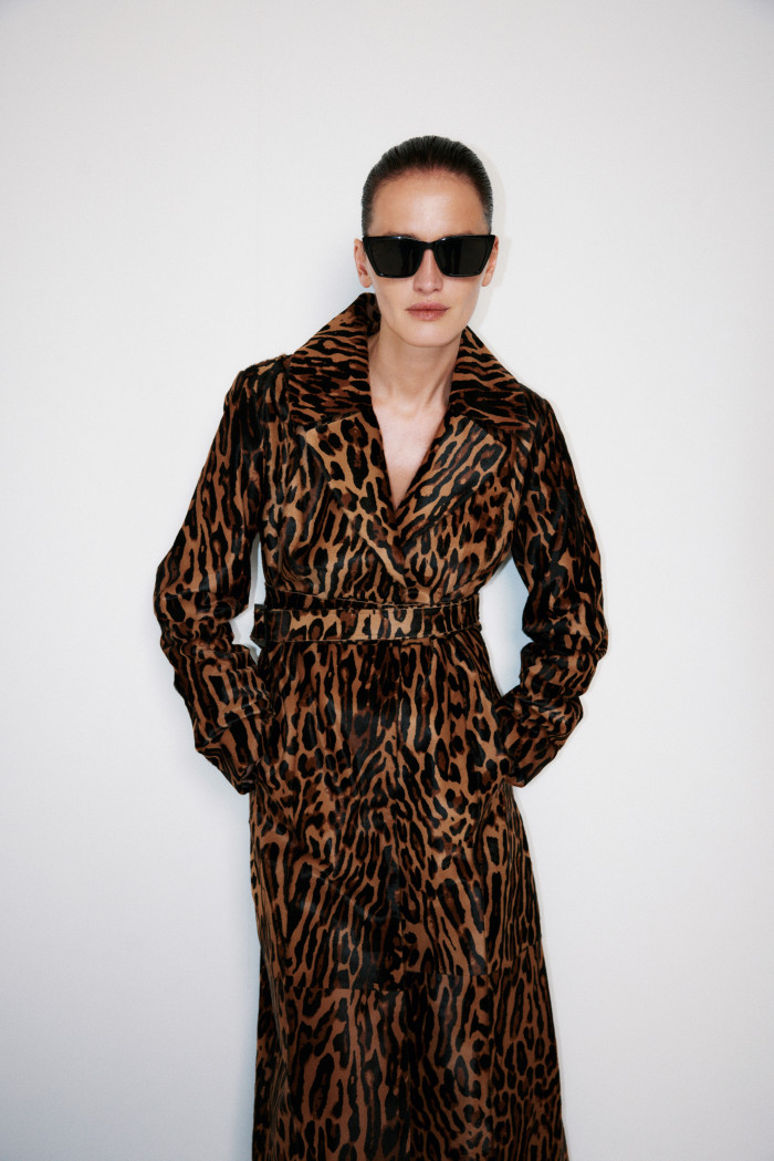 Photo of NEW - Printed baby calfskin trench coat